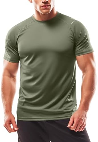 Zengjo Mens Workout Shirts Quick Dry Short Sleeve Athletic Tee Moisture Wicking Top for Running Gym Fitness Training