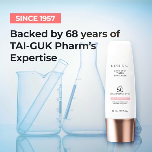 SPF 50 DOMINAS Tinted Sunscreen Moisturizer (1.7fl oz) - Tone Correction, Korean Skin Care, Broad-Spectrum UV Defense Sunblock, Water-in-Oil Formula for Lightweight, Panthenol, Sun Cream - Image 3