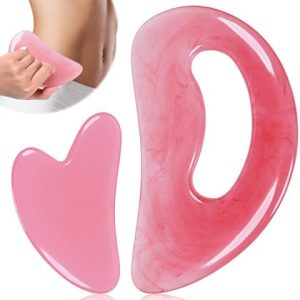 Body Gua Sha Tool Cellulite Guasha Tool for Body Body Massage Tools (Natural Resin) Lymphatic Drainage Tool Guasha Tool for Face，Back, Legs, Women's Body Shaping Tools (Pink)