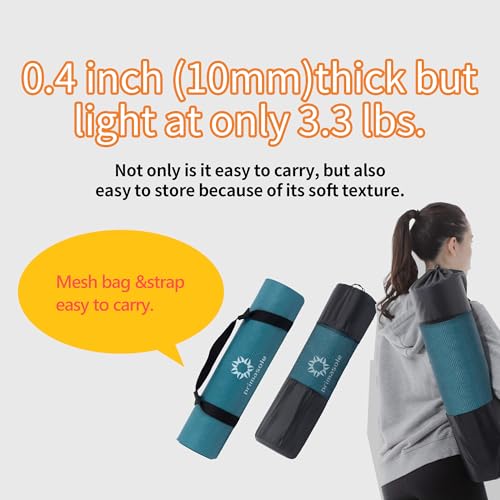 PER Eco-Friendly 2-Color Yoga Mat (0.4") - Secure Grip for Yoga, Pilates, Gym, Tear-Resistant, Portable w/Strap & Bag, 68x24" Forest Green/Black, All Levels,Easy to Clean - Image 7