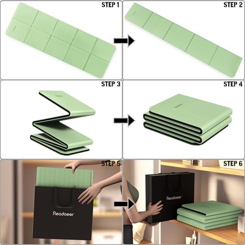 Readaeer Foldable Yoga Mat for Travel Folding Yoga Mat 6mm Thick with Carrying Bag, Non-Slip TPE Exercise Pilates Mat for 72" L x 24" W x 0.24 Inch - Image 5
