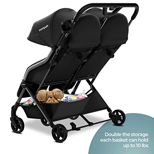 Mompush Lithe Double Stroller, Lightweight Side by Side Stroller for Newborn and Toddler, Easy Fold, Spacious Seats with Recline, UPF50+ Canopy - Image 6