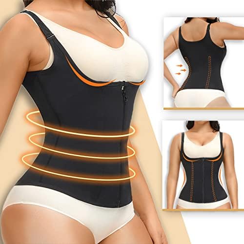 YADIFEN Waist Trainer Vest for Women,Zipper Corset Body Shaper for Tummy Control Neoprene Cincher Tank Top with Straps - Image 3