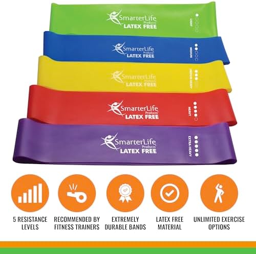 SmarterLife Resistance Bands for Working Out, Latex-Free Exercise Bands for Women, Men, 5 Extra Wide Workout Bands for Weight Loss, Home Gym, Booty Bands, Physical Therapy Bands, Workout Guide - Image 4