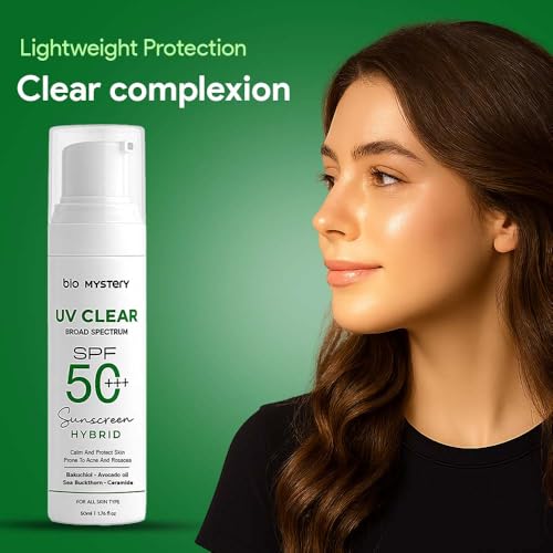 Clear Face Sunscreen Lotion for Acne-Prone Skin | Hybrid Broad Spectrum SPF 50+++ | Lightweight, Non-Greasy & Matte Finish | Daily Facial Sunscreen Oily & Sensitive Skin | 50ml / 1.76 floz - Image 2