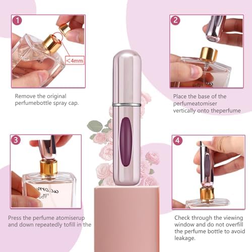 Portable Mini Refillable Perfume Atomizer Bottle, Travel Size Refillable Perfume Refill Bottle - Perfume Atomizer Refillables, Scent Pump Case, Small Perfume Spray 4 Pcs Pack of 5 ml - Image 5