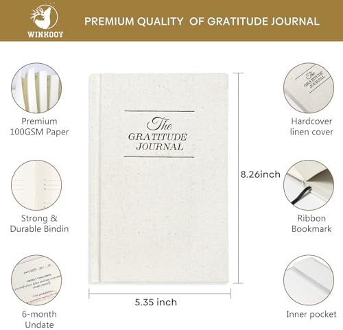 The Gratitude Journal with Gift Box - Get More Happiness, Optimism, Affirmation, Productivity & Self Care, Undated Daily Journal for Women Men, Hardcover, Beige - Image 6