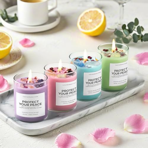 Scented Candles for Women - Citrus Sea Salt Aromatherapy Candle with Crystals, Mothers Day Gifts, 10oz Soy Candles for Home Scented, Gifts for Women Friend Mom Birthday Christmas - Image 2