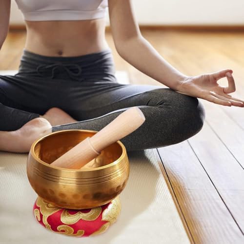 Tibetan Singing Bowl Set - Meditation Sound Bowl Cushion with Wooden Striker for Yoga, Meditation & Relaxation, Mindfulness,Chakra Healing, Stress Relief, Self-Regulation - Image 6