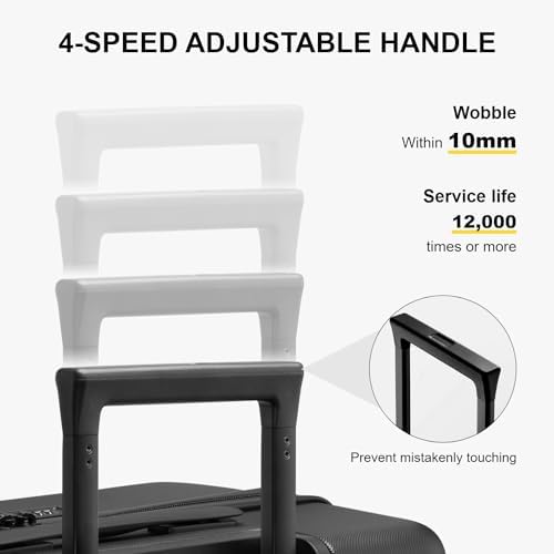 LEVEL8 Hard Shell Carry on Luggage Airline Approved, Carry-on Suitcases with Wheels, Lightweight Luminous Textured Hardside Travel Bag with Tsa Lock, 20 Inch, Black - Image 5