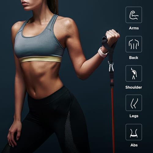 Resistance Bands, Simmgud Exercise Bands Set with Handles, Work Out Bands with Door Anchor, Ankle Straps for Strength Training, Physical Therapy, Home Gym for Men and Women, Yoga, Pilates 150 LBS - Image 3