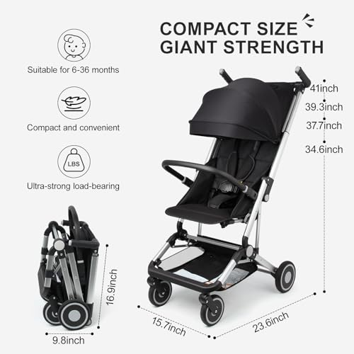 Travel Stroller for Airplane Ultra Compact Umbrella Stroller One-Handed Folding Design Overhead Friendly Lightweight Aluminum Alloy Frame - Image 8