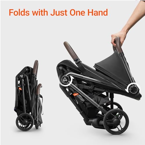 Lightweight Baby Travel Stroller with Carbon Fiber Frame, Compact & Airplane-Friendly, One-Handed Folding Design, 11.6 lbs, Perfect for Toddlers, Jet - Image 6