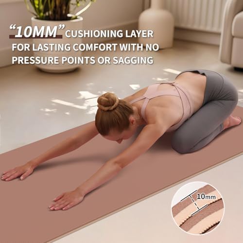 Yoga Mat Non Slip Anti-tear,extra thick-2/5 inch（10MM）High Resiliency Professional POE Yoga Mats for Women Men Kids,72"x24"inch,Workout, Yoga, Pilates and Floor Exercise, with Carrier Strap - Image 4