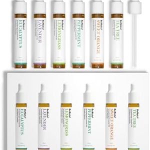 Essential Oils Set (Eucalyptus, Lavender, Lemongrass, Peppermint, Tea Tree, Orange) for Diffuser, Topical Skin, Body, Natural Home Fragrance Gift for Women & Men