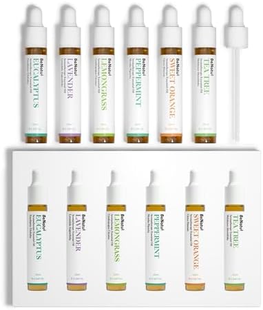 Essential Oils Set (Eucalyptus, Lavender, Lemongrass, Peppermint, Tea Tree, Orange) for Diffuser, Topical Skin, Body, Natural Home Fragrance Gift for Women & Men