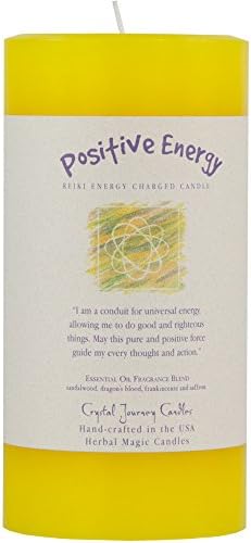 6" X 3" Crystal Journey Herbal Magic Reiki Charged Pillar Candle - Positive Energy