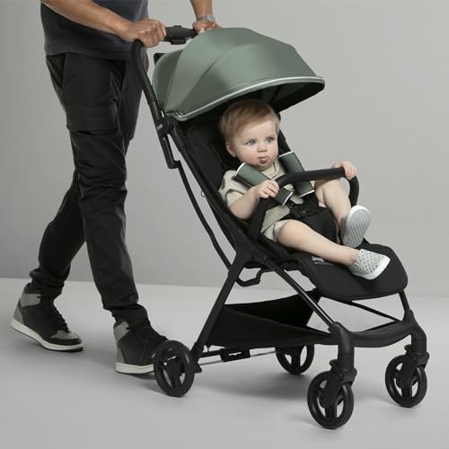 Jeep Altitude Compact Travel Stroller by Delta Children Greenguard Gold, Easy One Hand Fold, Lightweight, Extendable Canopy with Peek-a-Boo Window, Reclining Seat, 4 Wheel Suspension, Olive Green - Image 2