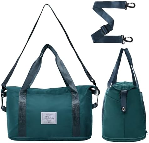 Travel Duffel Bag - Large Shoulder Weekender Overnight Bag, Carry on Bags with Wet Pocket, Waterproof Expandable Duffel Bags with Trolley Sleeve, Sports Tote Gym for Women, Peacock blue - Image 2