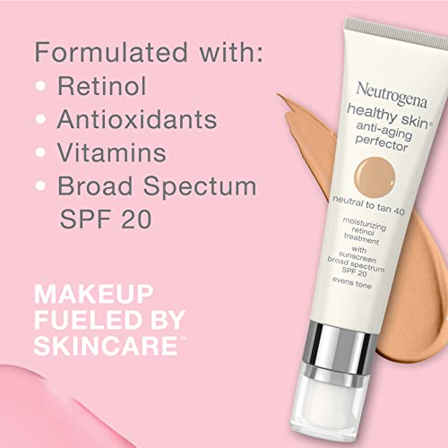 Neutrogena Retinol Treatment & Tinted Facial Moisturizer, Healthy Skin Anti-Aging Perfector, Broad Spectrum SPF 20 Sunscreen & Titanium Dioxide, Blendable Sheer Coverage, 30 Light to Neutral, 1 fl. Oz - Image 3