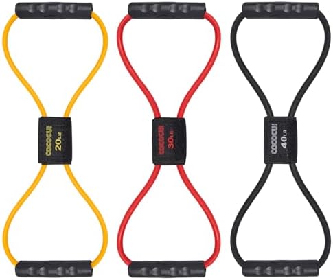 Figure 8 Resistance Bands with Handles for Women Men, Exercise Bands for Back, 8 Shaped Resistance Bands for Arms, Shoulder, Leg Stretching, Physical Therapy, Yoga, Pilates, Home Gym Workout Equipment