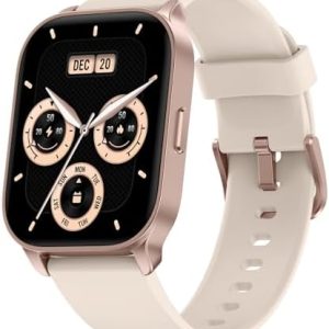 Smart Watch for Women, Smartwatch Compatible Android and iOS Phone, Answer/Make Calls, Fitness Tracker Watch, Heart Rate/Sleep Tracker/100 Sports/IP68 Waterproof, Ivory