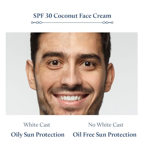 Blue Nectar Coconut Face Cream with SPF 30 Sunscreen for Men | Plant Based Oil Free Moisturizer for Face with Vitamin E |Sunscreen for Oily, Dry & Sensitive Skin (16 Herbs, 1.76 FlOz) - Image 4