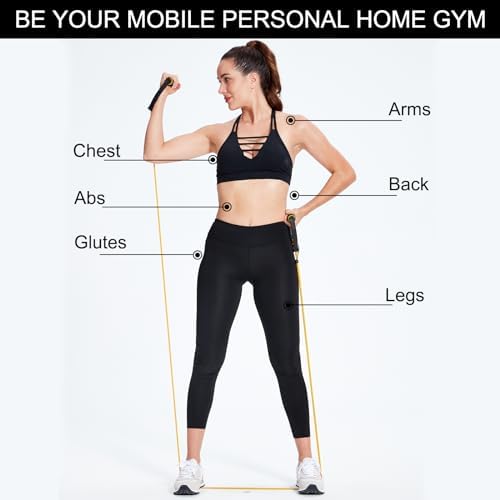 Resistance Bands with Handles, Exercise Resistance Bands, Workout Bands with Door Anchors, Adjustable Length, for Resistance Training, Physical Therapy, Home Workouts - Image 3