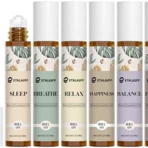 Essential Oils Roll On Set 6 Pack - (Relax, Sleep, Balance,Breathe, Focus on, Happiness) Aromatherapy Oil with Roller Ball, Essential Oils Blends for Skin - Relaxation Gift for Women and Men