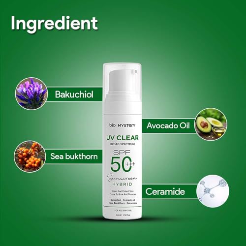 Clear Face Sunscreen Lotion for Acne-Prone Skin | Hybrid Broad Spectrum SPF 50+++ | Lightweight, Non-Greasy & Matte Finish | Daily Facial Sunscreen Oily & Sensitive Skin | 50ml / 1.76 floz - Image 3