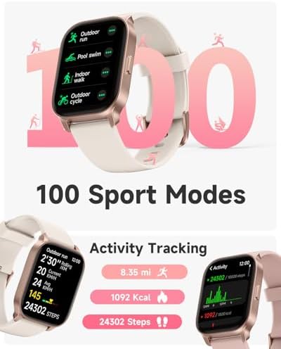 Smart Watch for Women, Smartwatch Compatible Android and iOS Phone, Answer/Make Calls, Fitness Tracker Watch, Heart Rate/Sleep Tracker/100 Sports/IP68 Waterproof, Ivory - Image 5