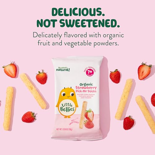 Little Bellies Organic Strawberry Pick-Me Sticks Baby Snack (Pack of 5 x 0.56 oz Individual Packs) - Image 7