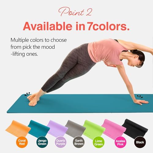 1/4 inch & 1/3 inch Thick Yoga Mat, High-Density Cushioning with Grip-Enhanced Surface for Yoga, Pilates & Home Workouts – Lightweight, Includes Carry Strap, 9 Colors - Image 3