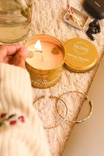 Money Wealth - Crystal Candles for Home Scented - 5oz Soy Wax Natural Clean Organic Non Toxic with Essential Oils - for Real Cash Luck Manifestation Aromatherapy Gift Bathroom - Long Lasting Candel - Image 7