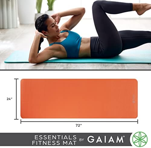 Gaiam Essentials Thick Yoga Mat Fitness & Exercise Mat with Easy-Cinch Carrier Strap,72"L X 24"W X 2/5 Thick, 10mm - Image 6