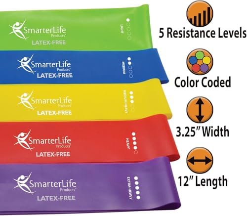 SmarterLife Resistance Bands for Working Out, Latex-Free Exercise Bands for Women, Men, 5 Extra Wide Workout Bands for Weight Loss, Home Gym, Booty Bands, Physical Therapy Bands, Workout Guide - Image 2