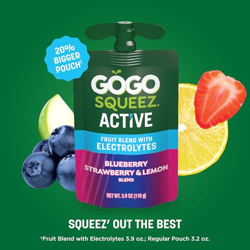 GoGo squeeZ Active Fruit Blend with Electrolytes | 18-Count Variety Pack | Blueberry Strawberry Lemon & Strawberry Pineapple Orange | Made with Real Fruit and Antioxidants Vitamin A, Vitamin E, & Vitamin C - Image 8