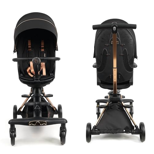 Lightweight Folding Stroller Wagon for Baby & Toddler Travel, 360° Reversible Seat, Adjustable Canopy with Storage Basket, Airplane-Friendly Compact Umbrella Stroller,Glory Black - Image 8