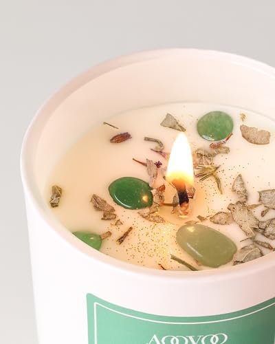 AOOVOO Eucalyptus Scented Candles for Women - Aromatherapy Candle with Crystals Inside, 7oz Soy Candles for Home Scented, Christmas Birthday Gifts Mothers Day Candle for Women Mom - Image 2