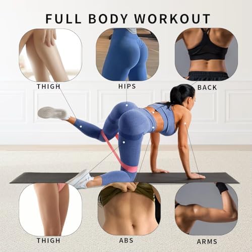 Resistance Bands for Working Out Set of 5, Elastic Exercice Loop Bands for Physical Therapy, Yoga Starter Set of Stretch Bands for Booty Legs, Pilates Flexbands for Men and Women with Carrying Bag - Image 3