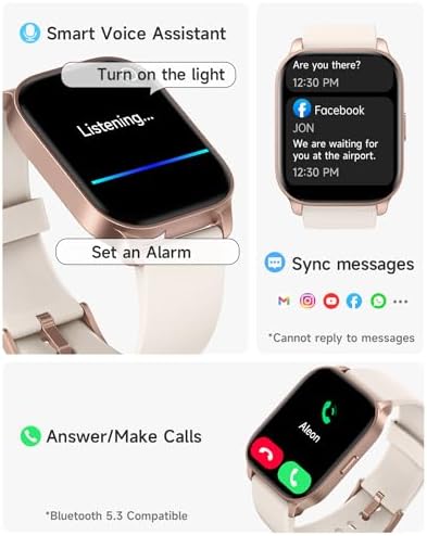 Smart Watch for Women, Smartwatch Compatible Android and iOS Phone, Answer/Make Calls, Fitness Tracker Watch, Heart Rate/Sleep Tracker/100 Sports/IP68 Waterproof, Ivory - Image 2
