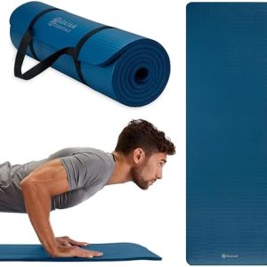 Gaiam Essentials Thick Yoga Mat Fitness & Exercise Mat with Easy-Cinch Carrier Strap,72"L X 24"W X 2/5 Thick, 10mm