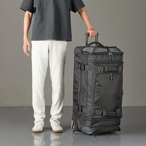 Amazon Basics 35-inch Large Rolling Duffle Bag with Wheels and Handle, Travel Duffle Bag with Durable Ripstop Polyester Material, 2 Layers of Space, Multiple Interior and Exterior Pockets, Black - Image 5