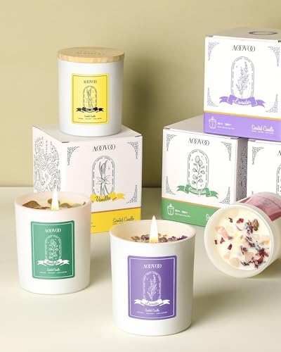 AOOVOO Lavender Scented Candles for Women - Aromatherapy Candle with Crystals Inside, 10oz Soy Candles for Home Scented, Birthday Gifts Mothers Day Candle for Women Mom - Image 8