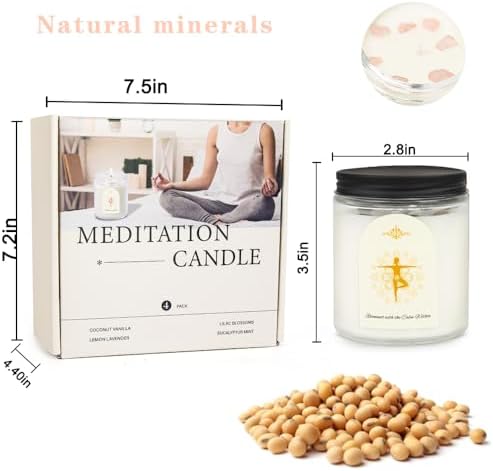 4 Pack Candles for Home Scented, Scented Candle Set with Crystals Stones, Aromatherapy Candles Birthday Gifts Set for Women, 24 Oz 200 Hour Long Lasting Soy Candles Gifts for Mothers Days - Image 3