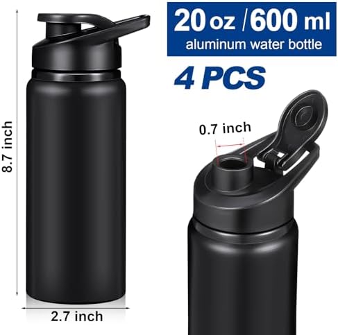CHENGU Water Bottle Bulk 20 oz Aluminum Reusable Bottles Lightweight Snap Lid Water Cups Easy Carry Leak Proof Travel Tumbler for Gym Sports Camping Hiking Fishing - Image 2