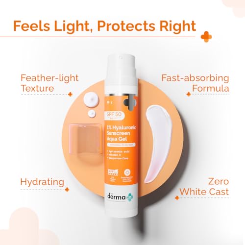The Derma Co 1% Hyaluronic Sunscreen Aqua Gel with SPF 50 & PA++++ | Broad Spectrum UVA/B & Blue Light Protection | Lightweight & Quick Absorbing with Vitamin E | 1.76 Oz/50g - Image 4