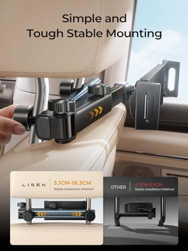 LISEN for iPad Holder Car Mount Road Trip Essentials Activities for Kids Car Accessories Women Interior, 3 in 1 Tablet Holder Backseat Camping Car Organizer Back Seat Headrest iPad Mount - Image 7