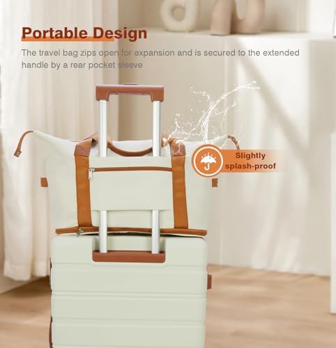 Carry on Luggage Set, 20 Inch Suitcase with 100% PC hardshell, Lightweight TSA Locks Quiet Spinner Wheels Durable Zipper, Travel Luggage for Men and Women, Y01 Beige(20"/DB/TB) - Image 6
