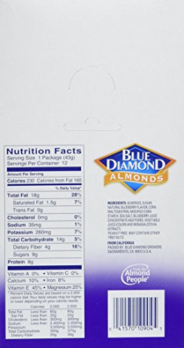 Blue Diamond Almonds, Blueberry Flavored Snack Nuts, Single Serve Bags (1.5 Oz. Tubes, Pack of 12) - Image 2